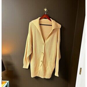 LILLUSORY Women’s Oversized Chunky Knit Button Front Cardigan Sweater – Size L